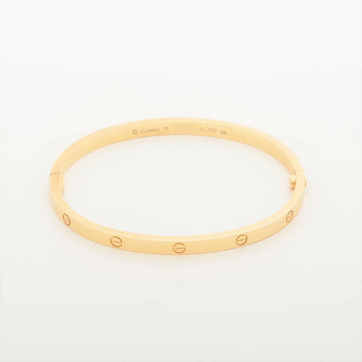 美品 カルティエ ラブ ブレスレット スモール 750YG イエローゴールド #16 ジュエリー バングル cartier 箱付き拍卖