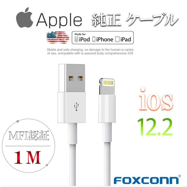 【1m×2本】Apple 純正ケーブル iPhone ケーブル ライトニング appleケーブル Foxconn製 MFI認証済 lightning 充電器 iOS12拍卖