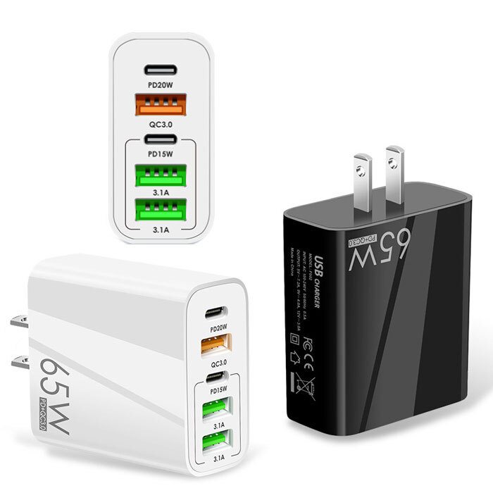 USB充電器 急速充電器 acアダプターPD iPhone14/15 充電器 5ポート 65W Type C 高速充電器 PD対応 USB-C PSE認証済み拍卖