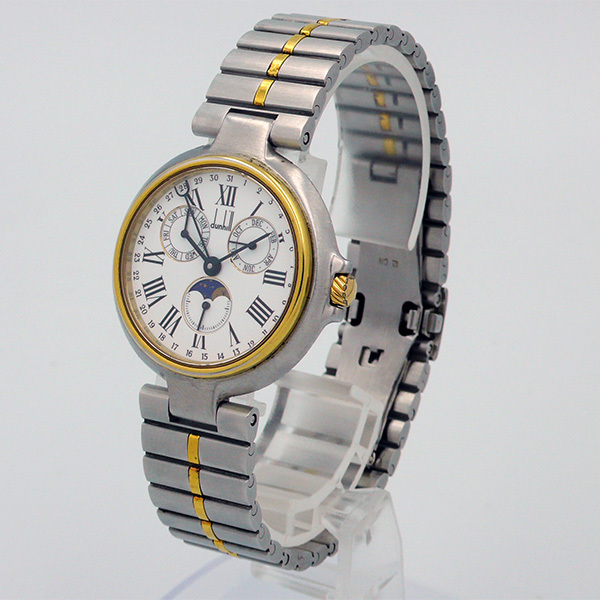 ダンヒル ミレニアム トリプルカレンダー ムーンフェイズ SS クォーツ 白文字盤 コンビ ブレス拍卖