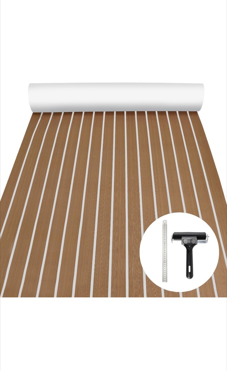 LOOGHARTTE デッキシート 240 x 90cm デッキマット 船 、ボート デッキシート、滑り止めのフェイクティークボートデッキマット拍卖