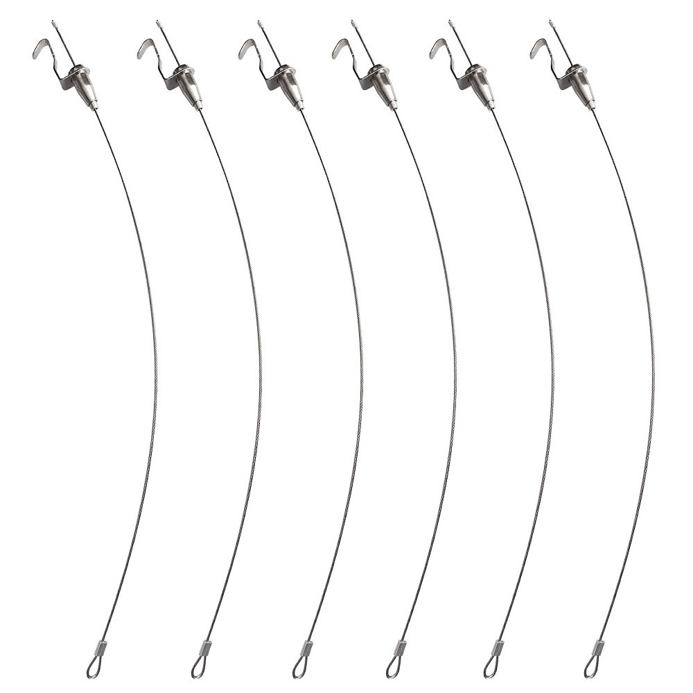 額縁 ピクチャーレール ワイヤーフック U型 耐荷重約20kg 自在金具付 径1.5mm (全長0.5m/6本セット)拍卖