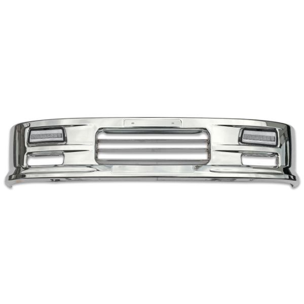 本州送料無料 汎用 2t 標準 メッキ バンパー エアダム 一体 スポイラー 鉄製 新品 W1685mm H340mm 日野 いすゞ ふそう LEDフォグランプ付拍卖