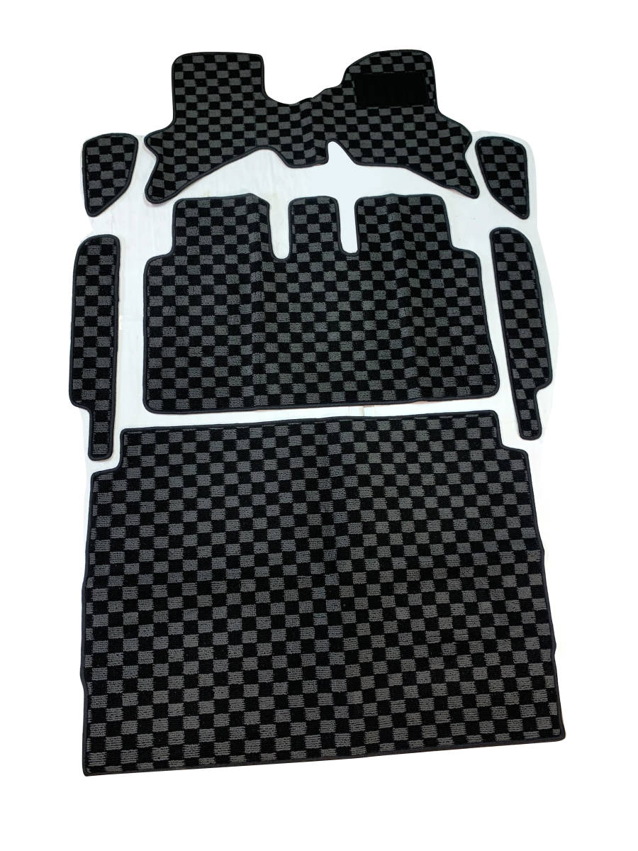 本州送料無料 エブリィ ワゴン フロアマット ステップマット トランクマット スズキ DA64W 一台分 ブラックxグレーチェック拍卖