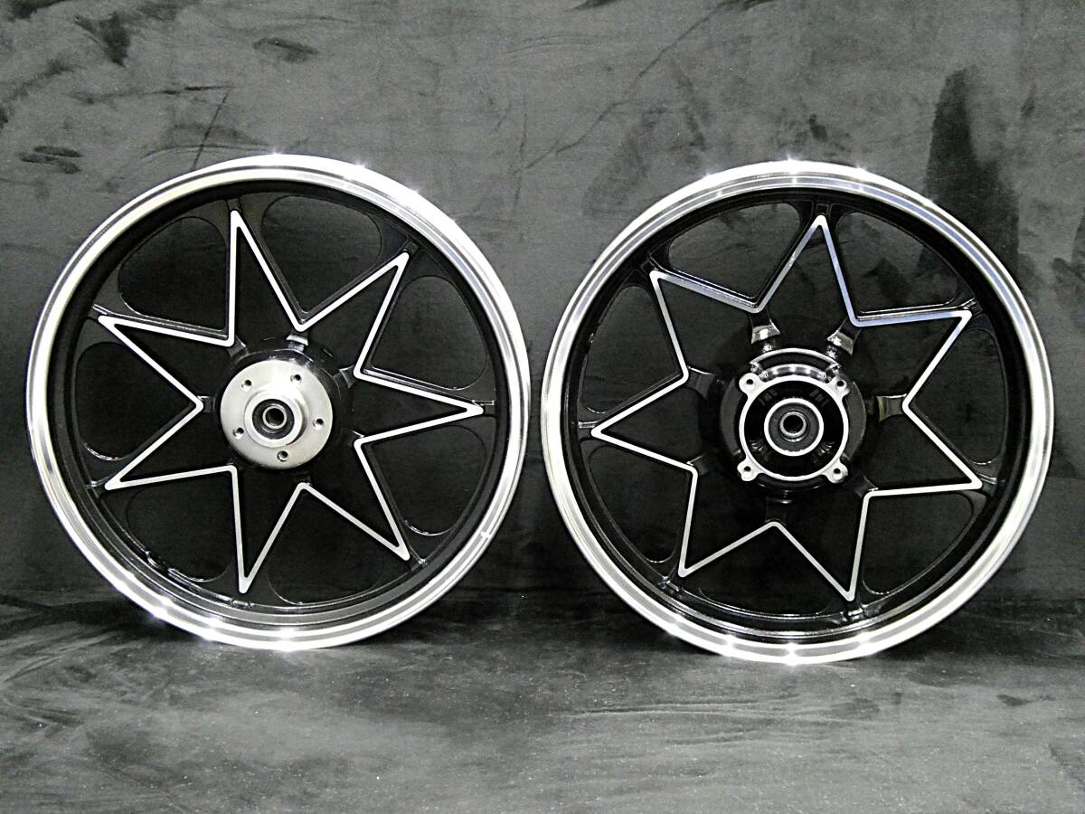 【送料無料】 ゼファーΧ キャストホイール 黒 前後セット/②18インチ 400 ブラック カイ初期不可41Π用 往年のZスタイル セブンスター拍卖