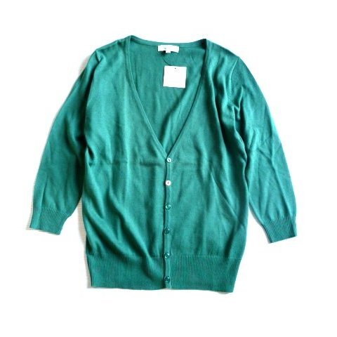新品 ロペピクニック ROPE' PICNIC 七分袖 Vネック カーディガン 緑 38 M グリーン 無地 ロペ 拍卖