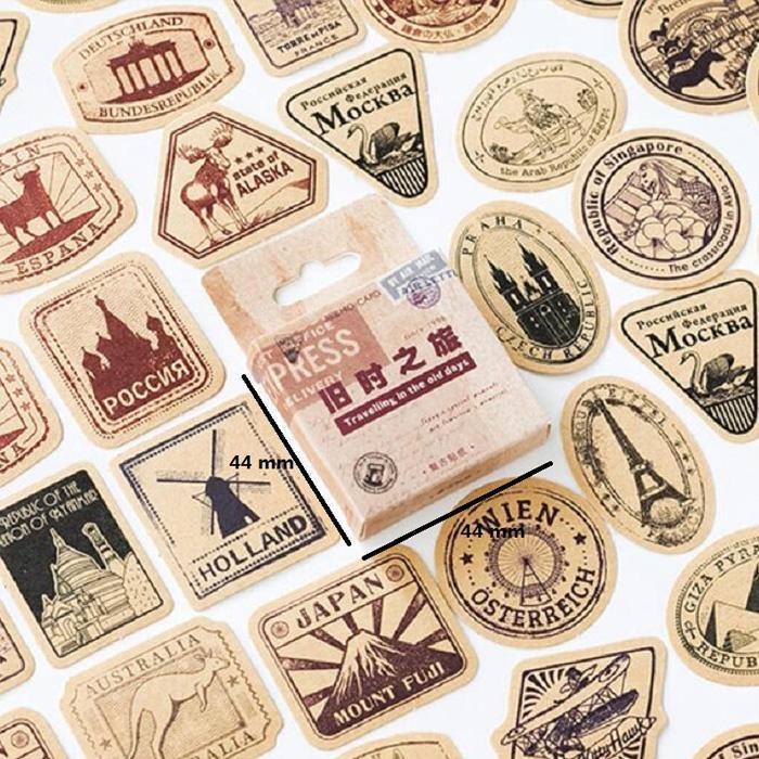 46枚 シール 旅 旅行 アンティーク ビンテージ デコステッカー 0640拍卖