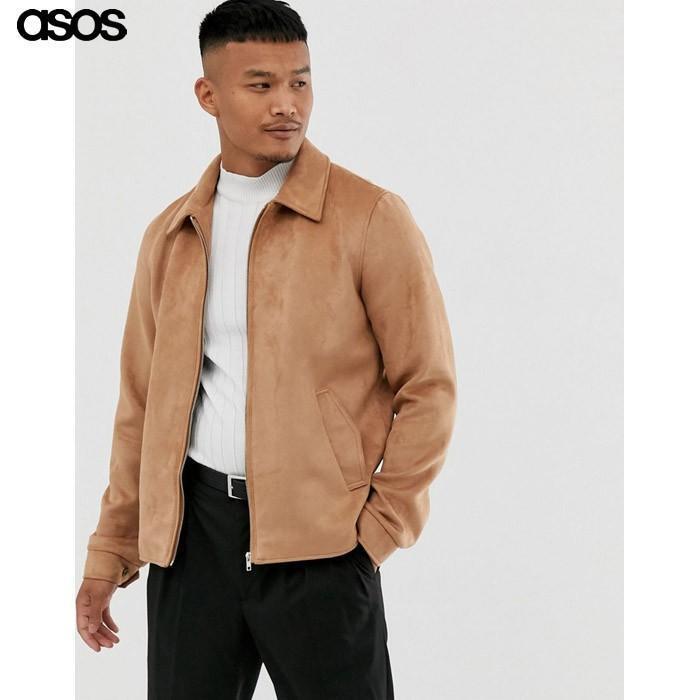 エイソス メンズ タン スエードジャケット フェイク L拍卖