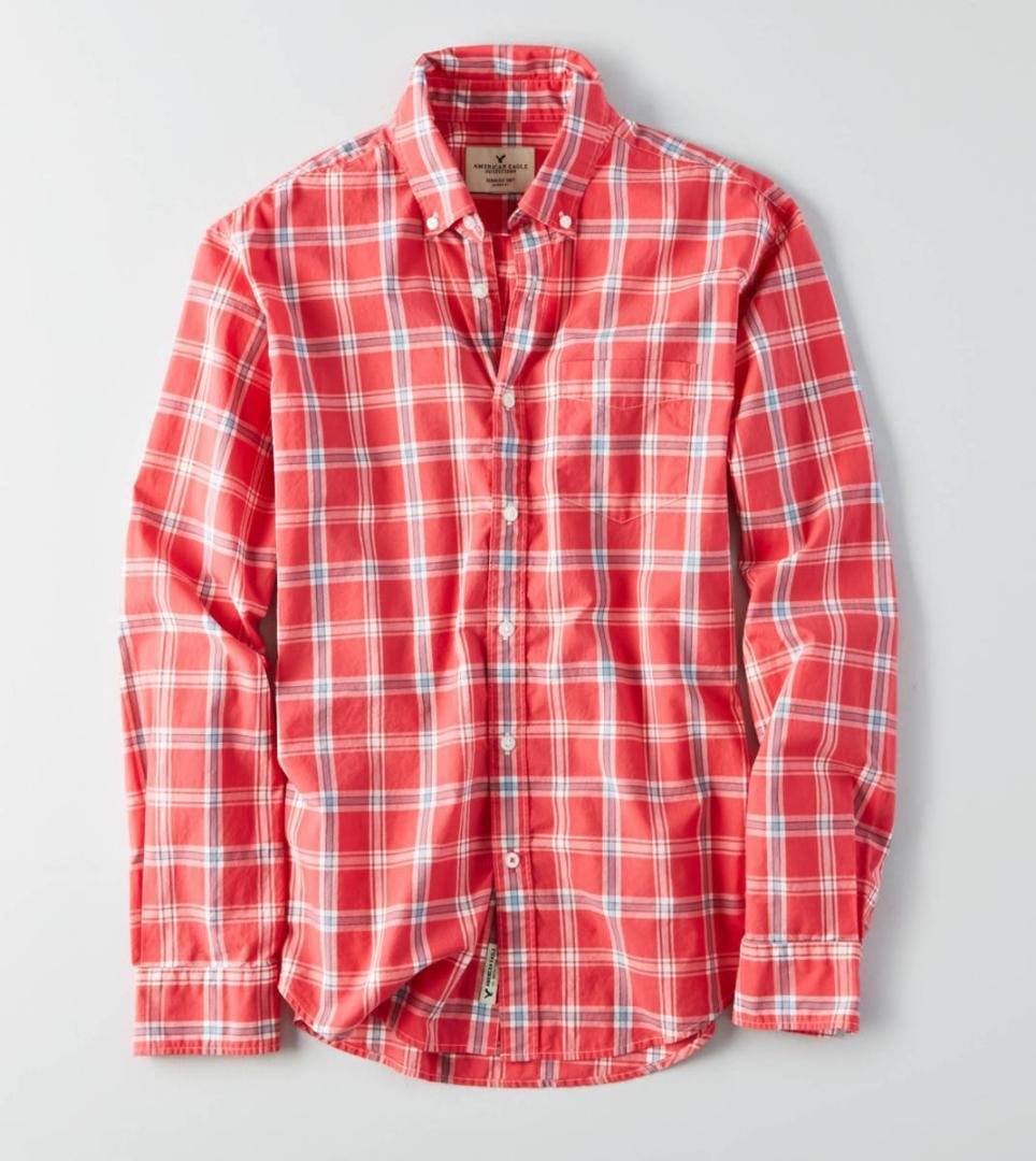 アメリカンイーグル メンズ 長袖シャツ ピンク S拍卖