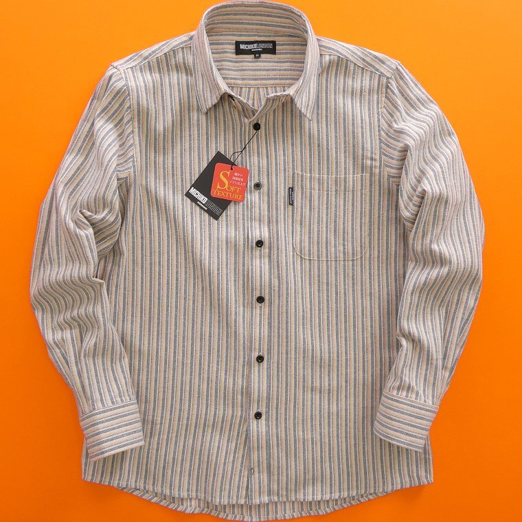 新品 ミチコロンドン 25秋冬 コットン フランネル シャツ 【ml8w-h501_OR_LL】 MICHIKO LONDON 長袖 ストライプ 起毛 ビエラ ネルシャツ XL拍卖