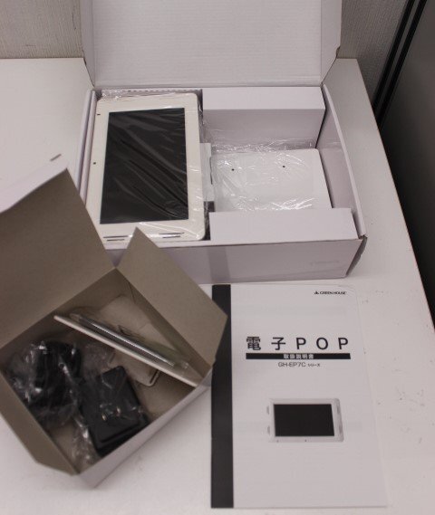 ○未使用保管品 GREEN HOUSE 7型ワイド液晶 電子POP GH-EP7C-WH ホワイト【動作保証出品】グリーンハウス 店舗用品 販売促進拍卖