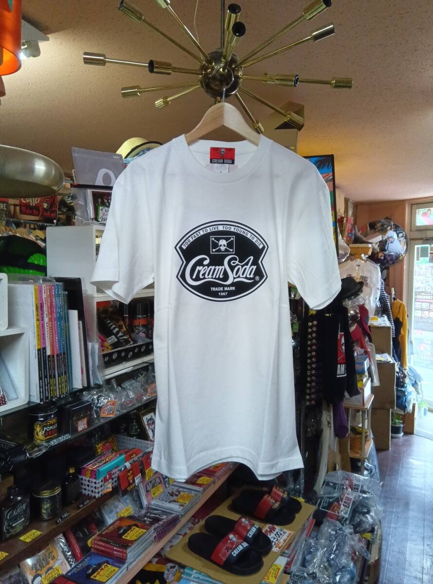 XLサイズクリームソーダ新ドクロTシャツ白検索CREAMSODAロカビリーブラックキャッツビスキャッツピンクドラゴン昭和レトロガイコツ髑髏拍卖