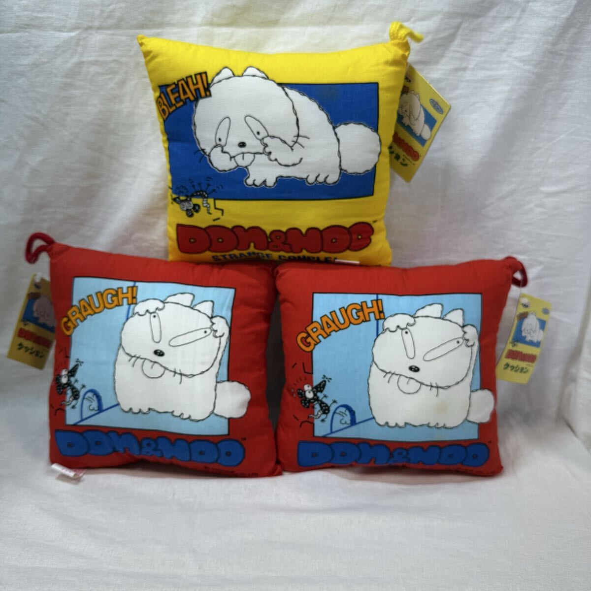 送料無料 レア レトロ DON&NOO クッション 3個セット ☆ バンプレスト 1999 約19cm×19cm ミニクッション拍卖