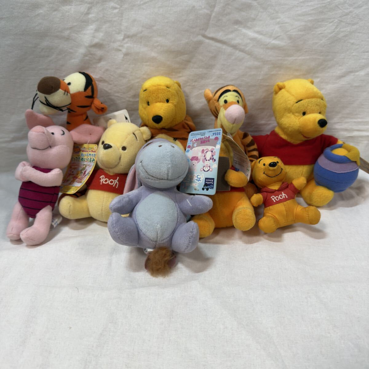 送料無料 レトロ くまのプーさん ぬいぐるみ 9個セット ☆ ティガー イーヨー ピグレット マスコット ディズニー拍卖