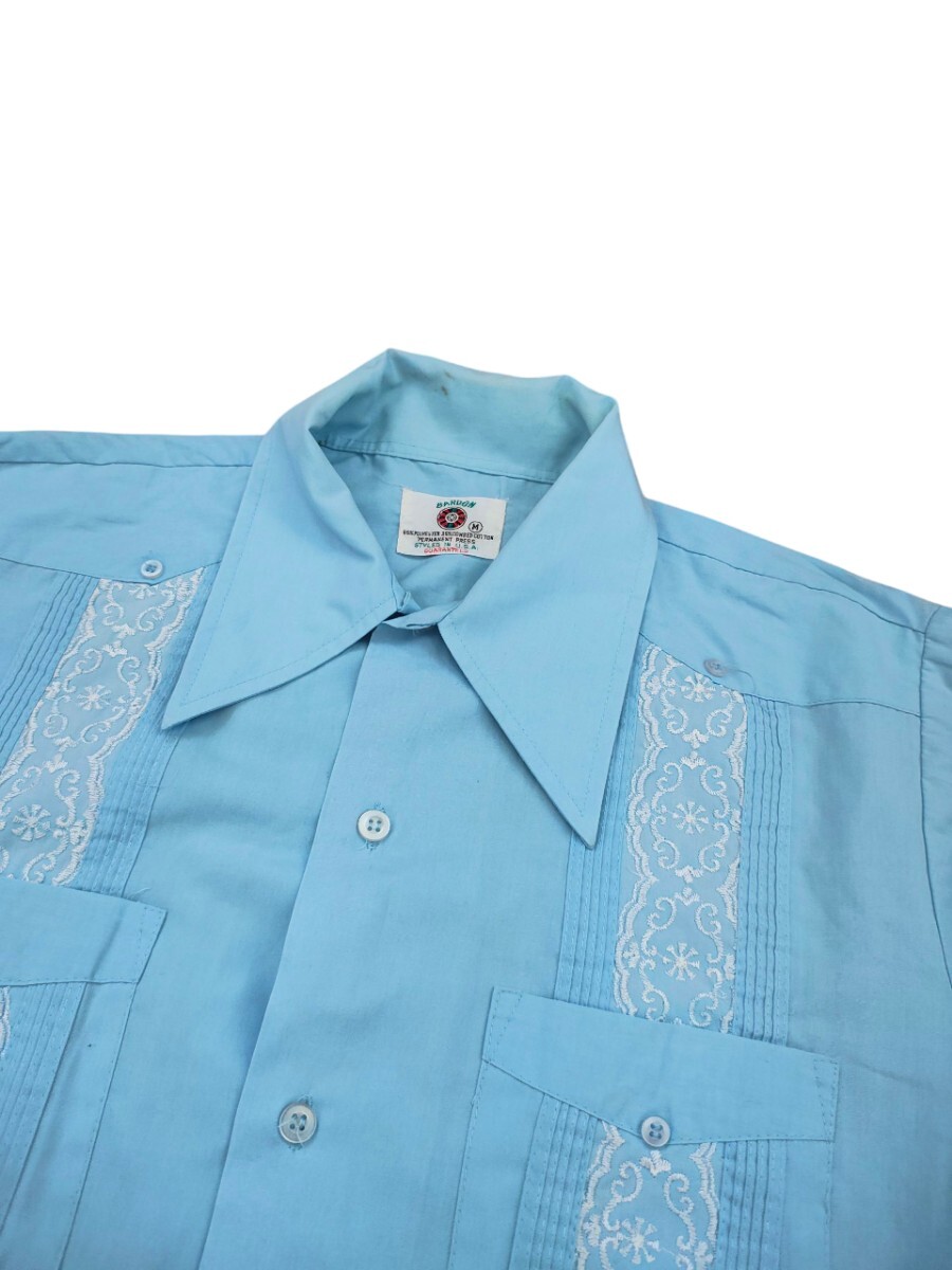 【希少★90s】【送料★185円】BARDON キューバシャツ Mサイズ 綿 ポリエステル USA 拍卖