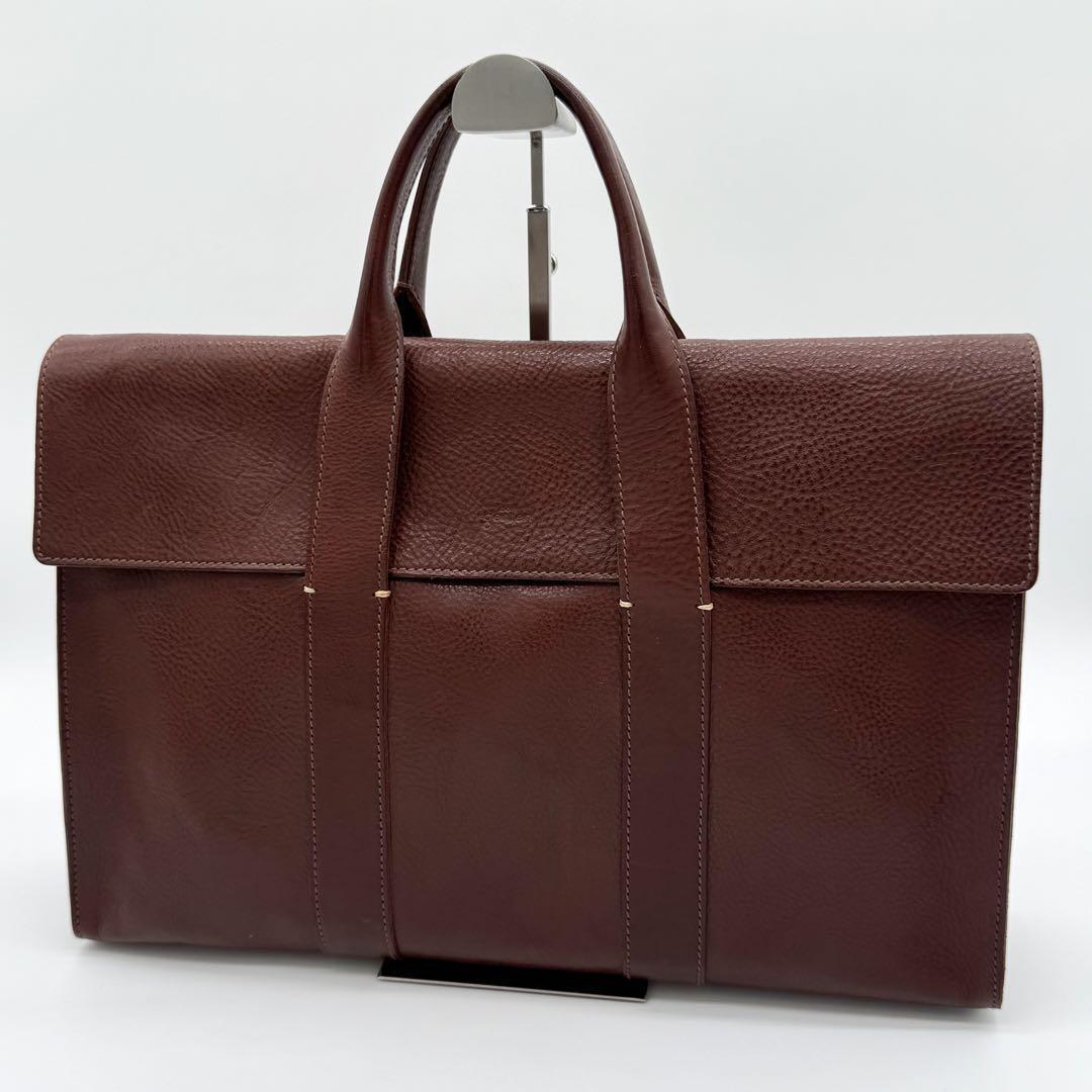 【美品】dan genten ゲンテン ビジネスバッグ ハンドバッグ A4収納可 ヴィンテージ レザー メンズ レディース ブラウン GJ350914拍卖