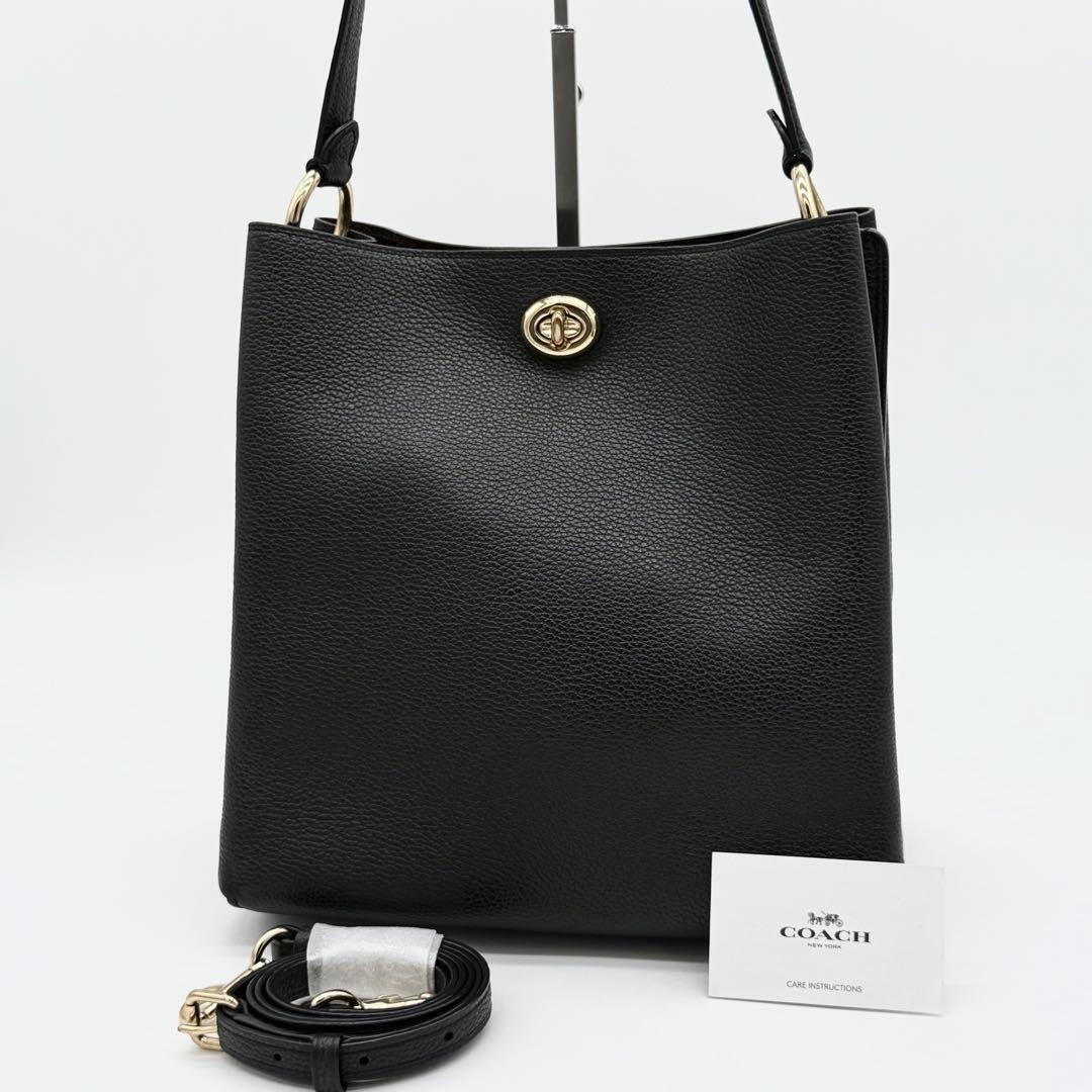 【極美品】COACH コーチ チャーリー バケットバッグ ターンロック ハンドバッグ 2way ショルダーバッグ 斜めがけ ブラック FJ000914拍卖
