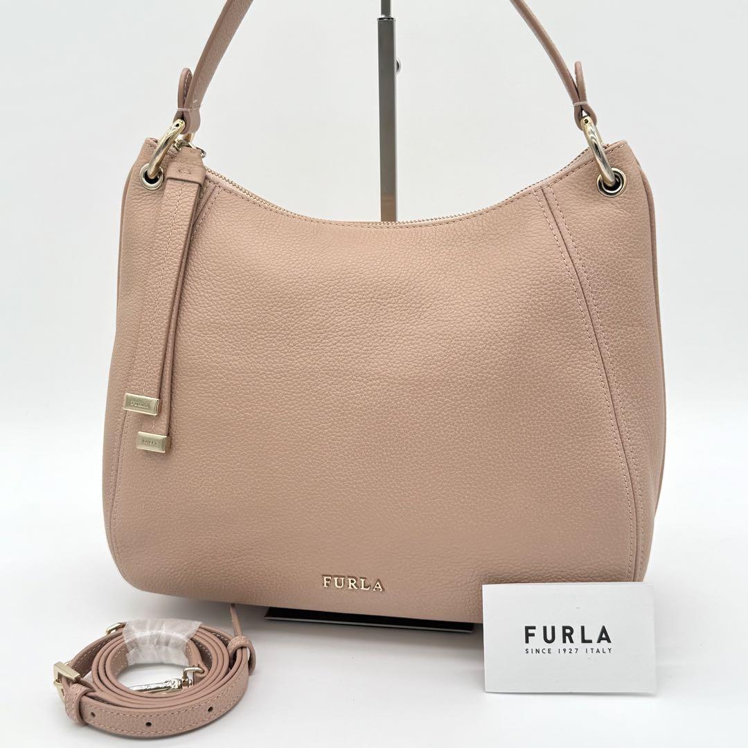 【極美品】FURLA フルラ Sienna シエナ ハンドバッグ 2way セミショルダーバッグ 肩がけ フォーマル レディース ピンクベージュ AE220920A拍卖