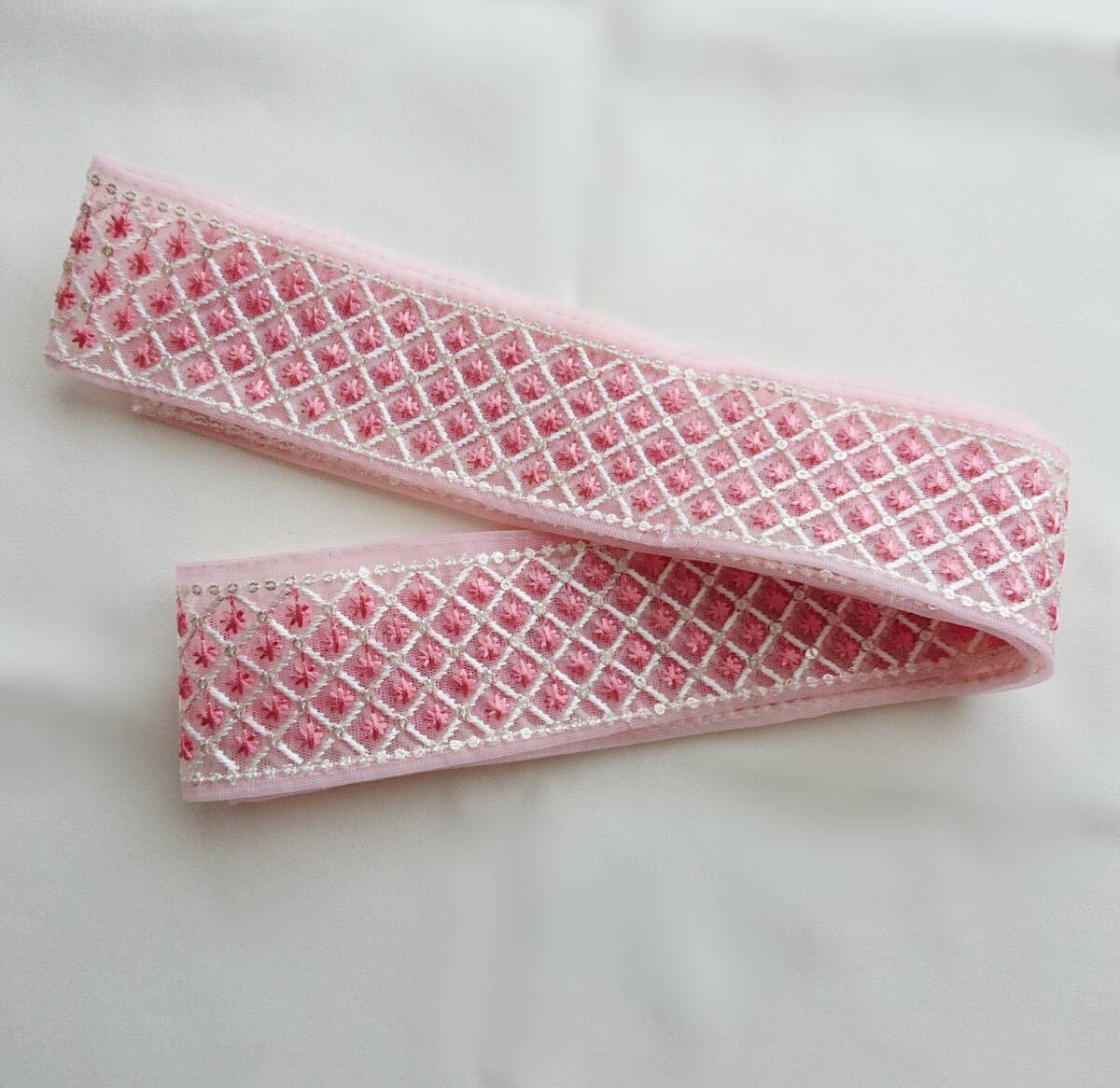 送料無料!ユザワヤ インドリボン ピンク 195cm拍卖