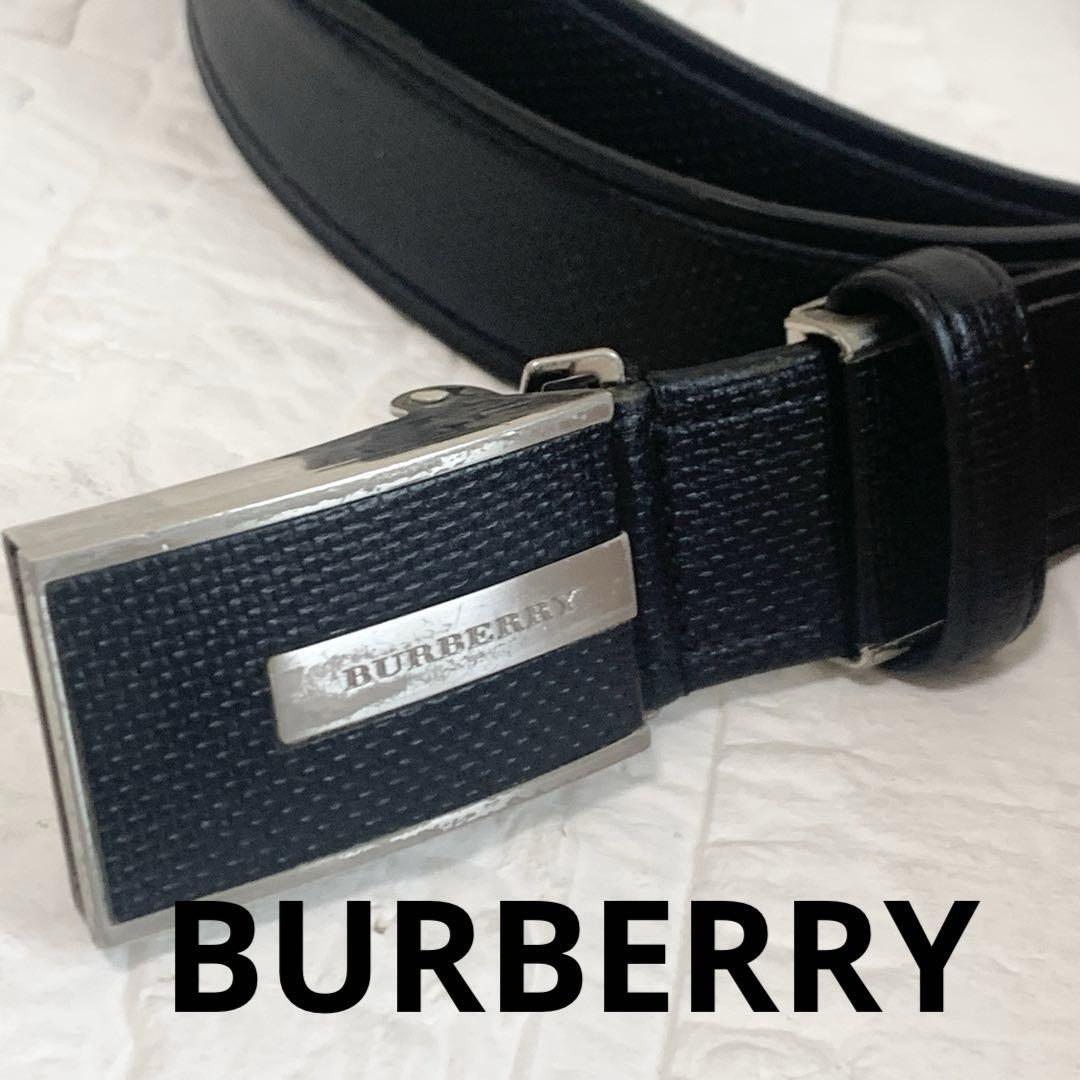 BURBERRY バーバリー レザーベルト ブラック ロゴ拍卖