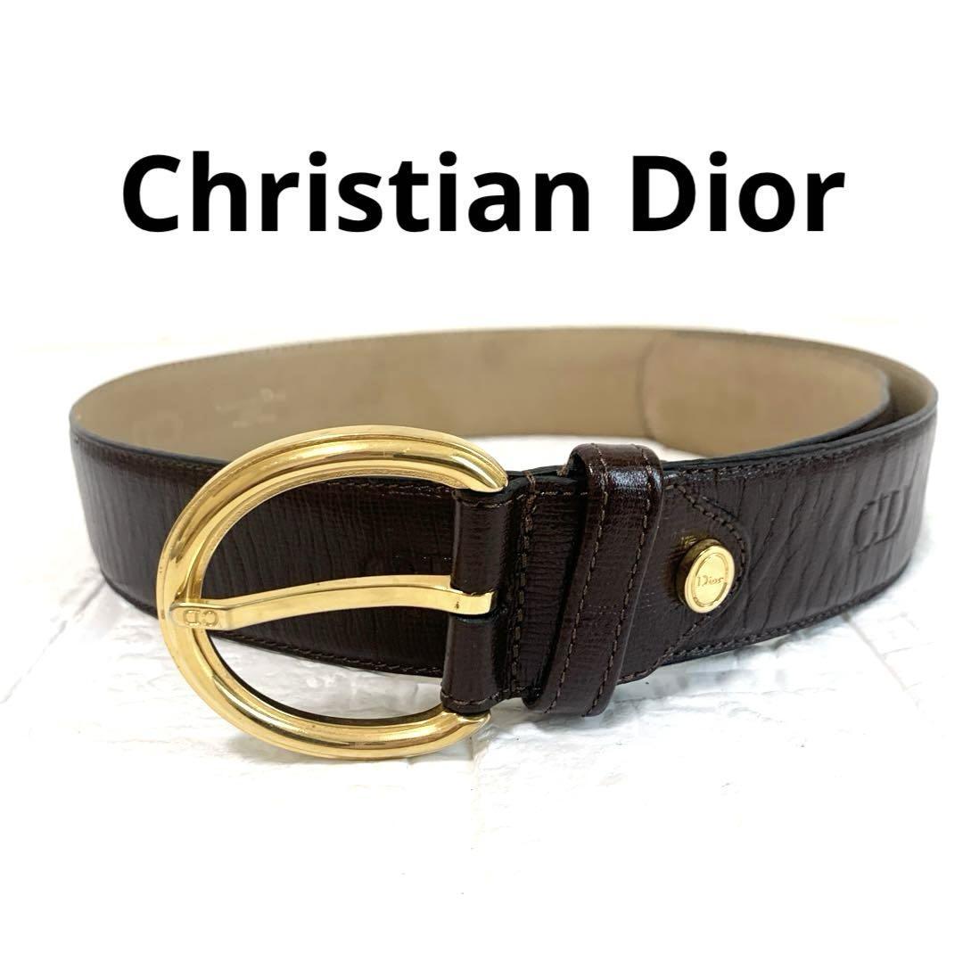 美品 Christian Dior ディオール ベルト ダークブラウン CDロゴ拍卖