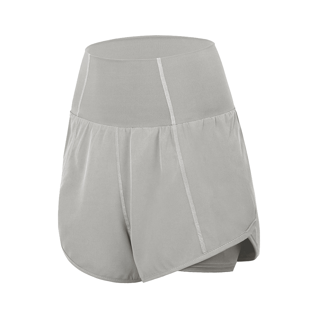 ハイウエストスポーツショーツ 速乾性 レディース ランニング フィットネスパンツ ダンス ヨガ パンツ Sサイズ グレー拍卖