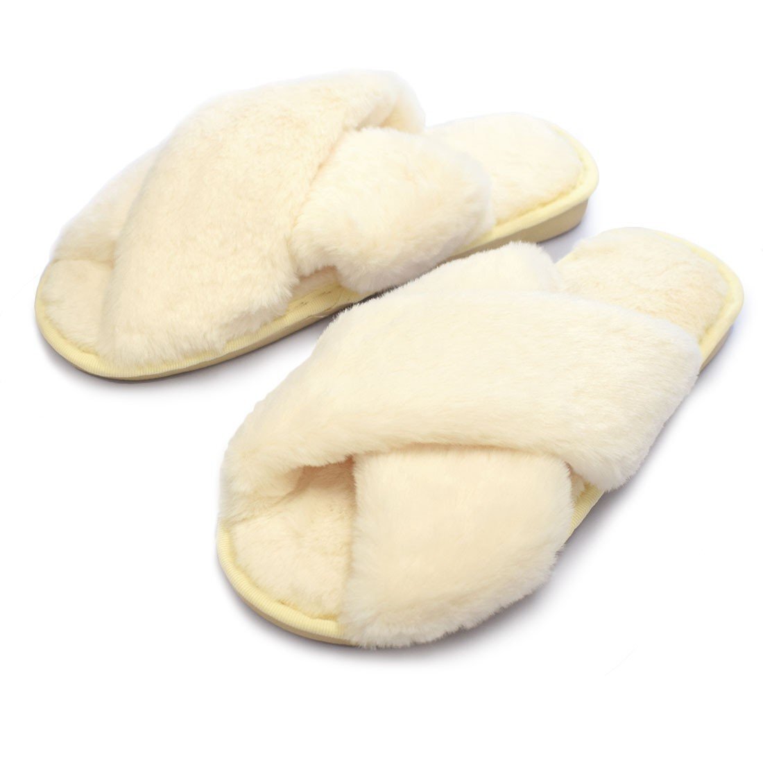 もこもこスリッパ Sサイズ(36-37) 23cm ホワイト ルームシューズ クロスベルト サンダル スリッパ拍卖