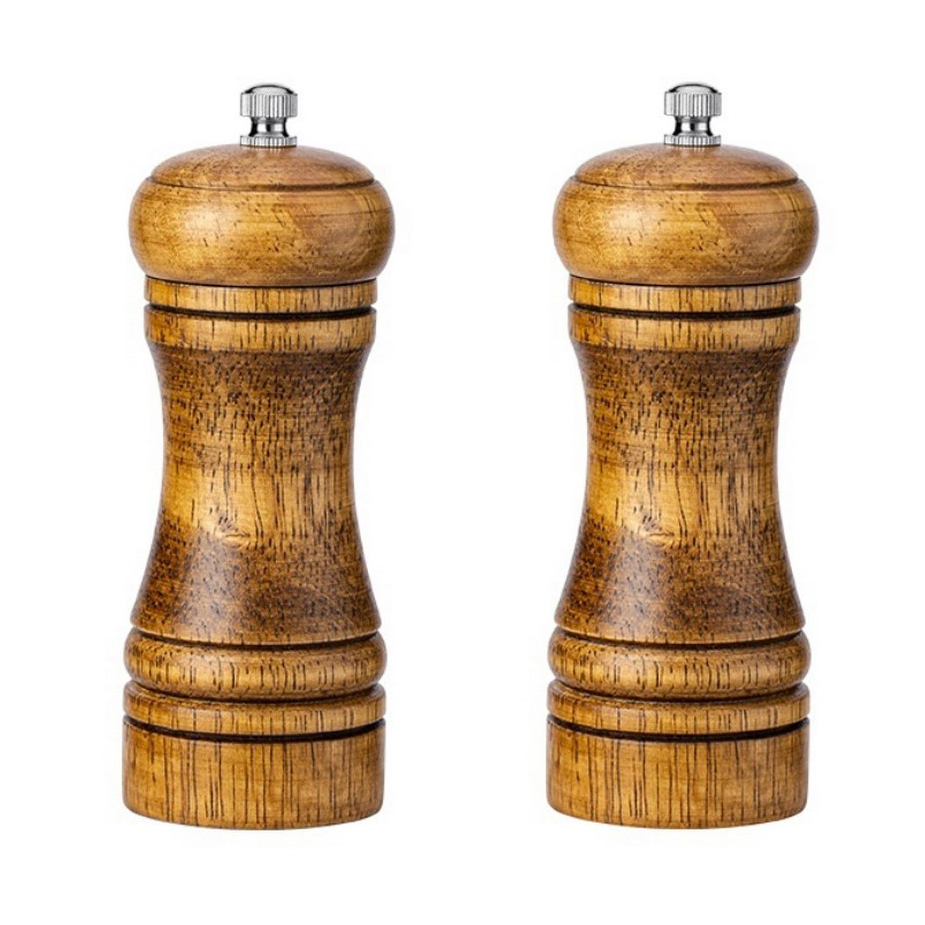 ペッパーミル 2個セット ソルトミル 手動調味料グラインダー ロックソルト粗調整 スパイス拍卖
