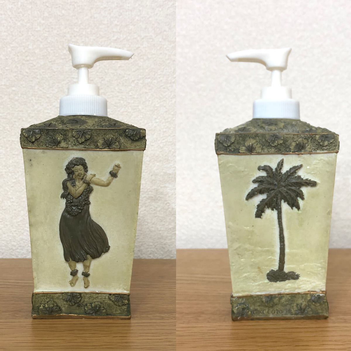 ハワイ ソープディスペンサー ハイビスカス ヤシの木 パームツリー フラガール レア 南国 雑貨 ハワイアン拍卖