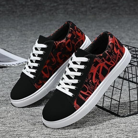 靴 【27cm】【 s85 赤 】メンズ デザイン ローカット スニーカー おしゃれ プリント カジュアル シューズ 通学 韓流 トレンド拍卖