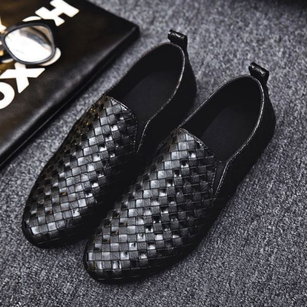 靴 sp21【 27.5cm 】 ローファー ローカット モダン スリッポン シューズ メンズ ドライビングシューズ 編み込み風 フェイクレザーシューズ拍卖