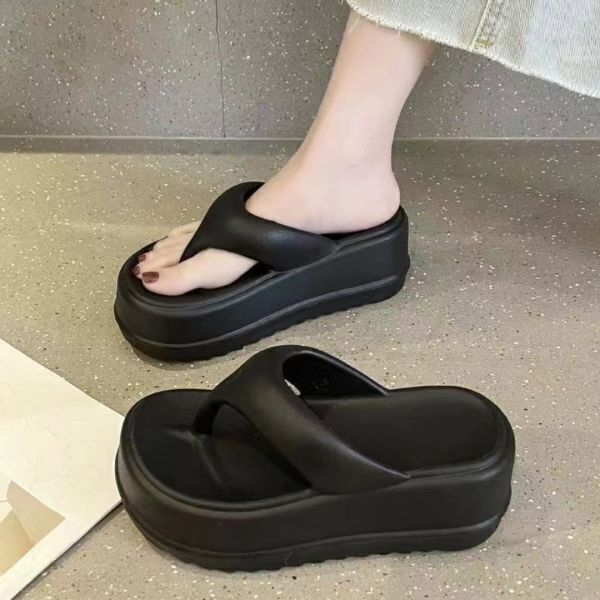 sa78【23-23.5cm】 洗える Eva 厚底 5cm 身長アップ トングサンダル ウェッジソール レディース ゴム ビーサン ビーチ 旅行 リゾード 1拍卖