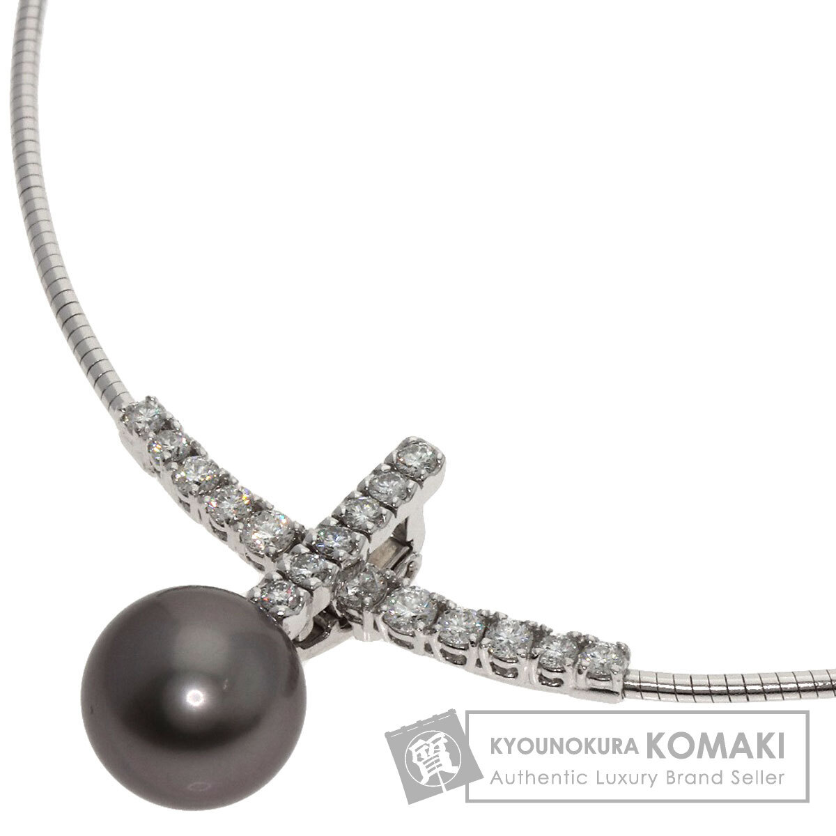 TASAKI タサキ 黒パール 真珠 ダイヤモンド ネックレス プラチナPT900 レディース 中古拍卖