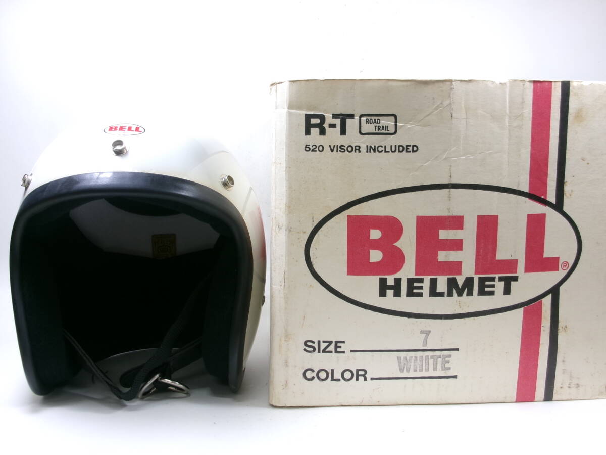 NOS! Sシェル! 初期/過渡期 70s BELL R-T ジェットヘルメット 7 目深加工済み M オリジナル箱付★小ぶり 70年代 ベル 500TX RT STAR TOPTEX拍卖