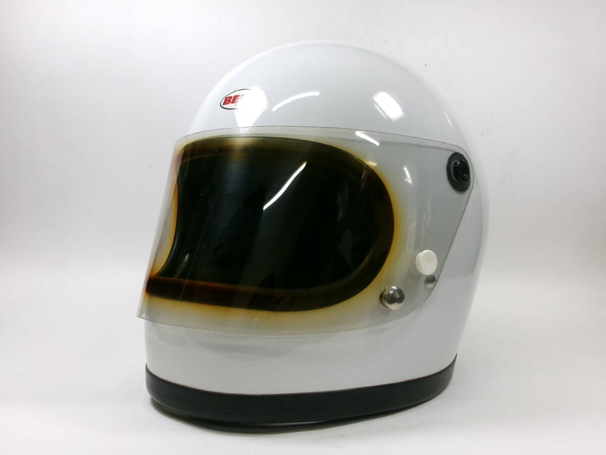 美品! Sシェル! 70s BELL STAR 白 7 目深加工済み M 純正クリアシールド付 ★ 70年代 当時物 ベル スター 500TX 族ヘル CB750 Z1 Z2 マッハ拍卖