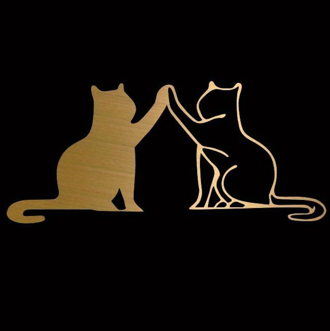 ステッカー ハイタッチする猫 動物 28cm ゴールド 金色 ノートパソコン ビニール シール 2D かわいい バイク オートバイ インテリア t8574拍卖