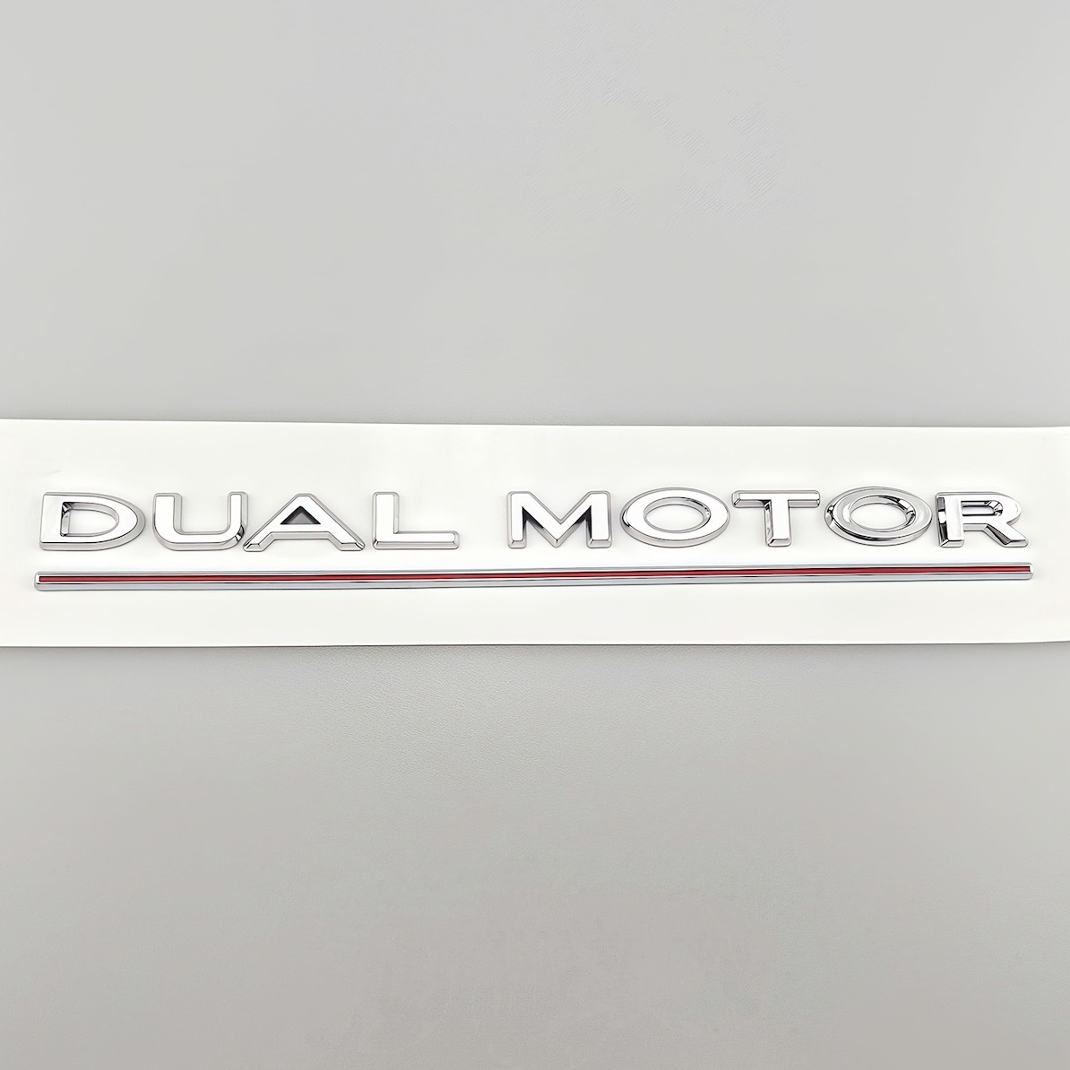 エンブレム DUAL MOTOR 17cm シルバー レッド デュアルモーター 車用 ステッカー 貼り付け 3D 立体 おしゃれ バイク 外装 インテリア t8654拍卖
