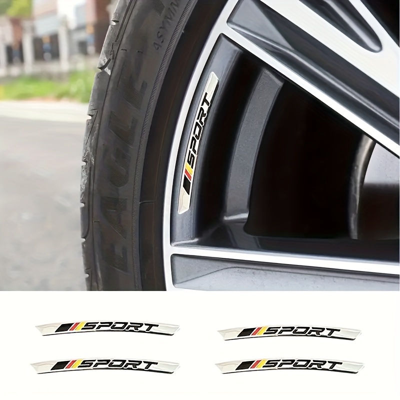 4枚セット 車用 ホイール用 ステッカー スポーツ 9cm グレー 樹脂 SPORT タイヤ シール バイク 3D 立体 おしゃれ デコ エンブレム t8684拍卖