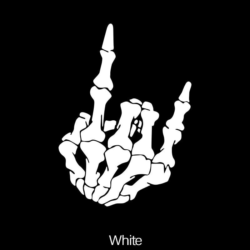 デカール がいこつ ハンドサイン 車用 シール 18cm スカル ロック ホワイト 白 ビニール 防水 バイク用 ノートパソコン ステッカー t8782拍卖