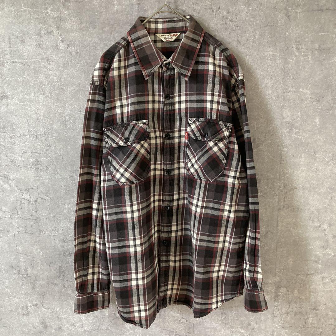 【00s】Levi's Red Tab チェックネルシャツ M ブラウン 長袖拍卖