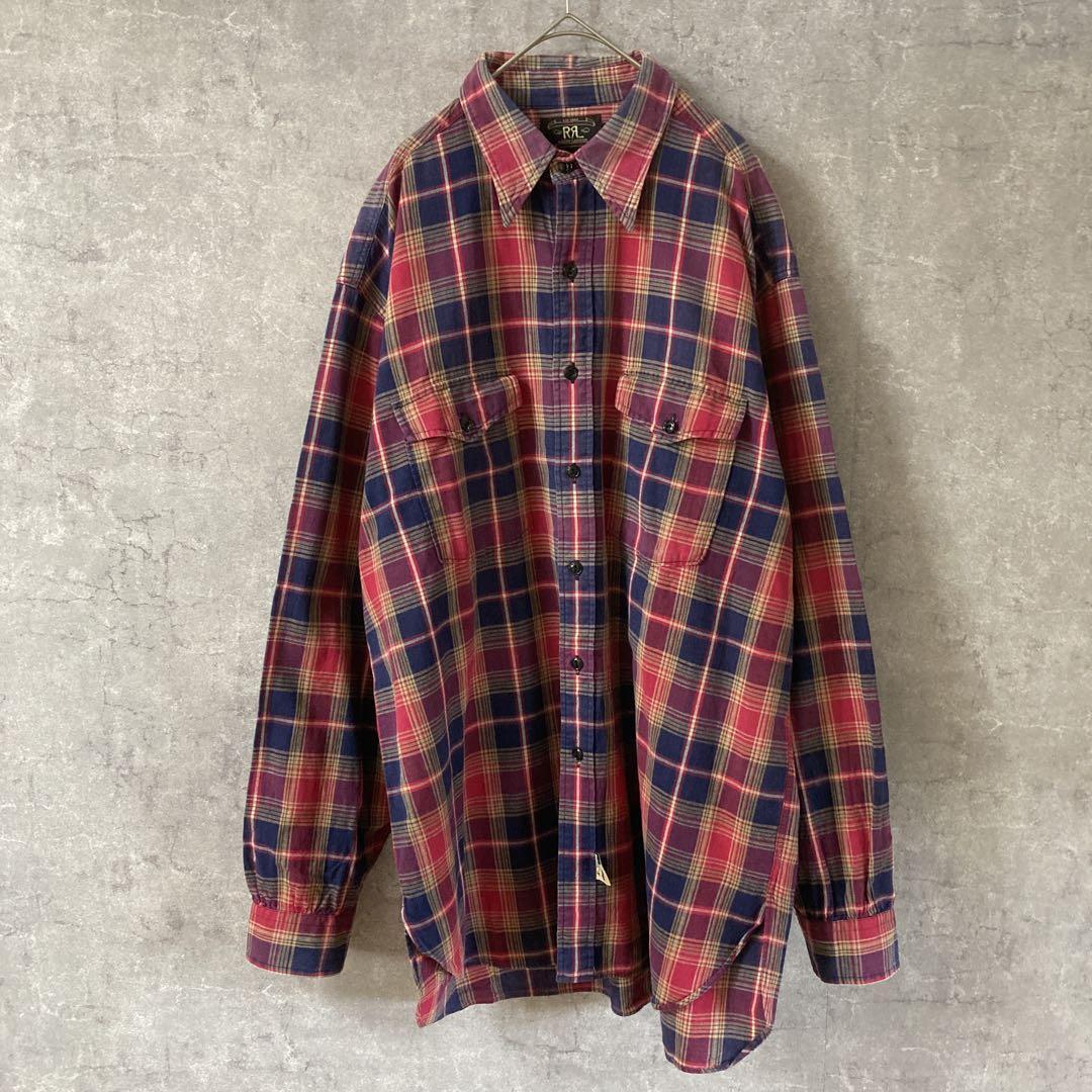 三つ星初期RRL ラルフローレン 旧タグ チェックシャツ L ビンテージ 90s拍卖
