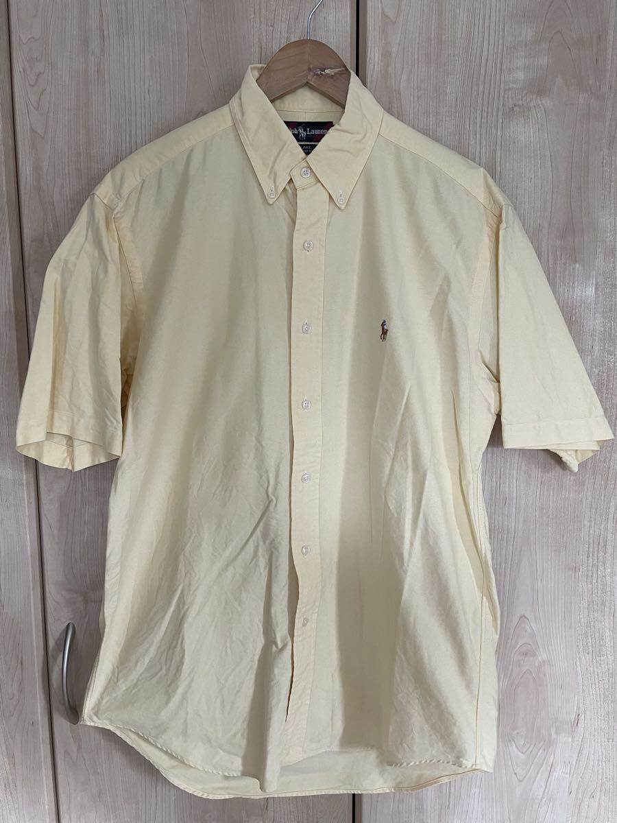 ★美品 ラルフローレン オックスフォード ボタンダウン 半袖シャツ RALPH LAUREN 黄色 M★拍卖