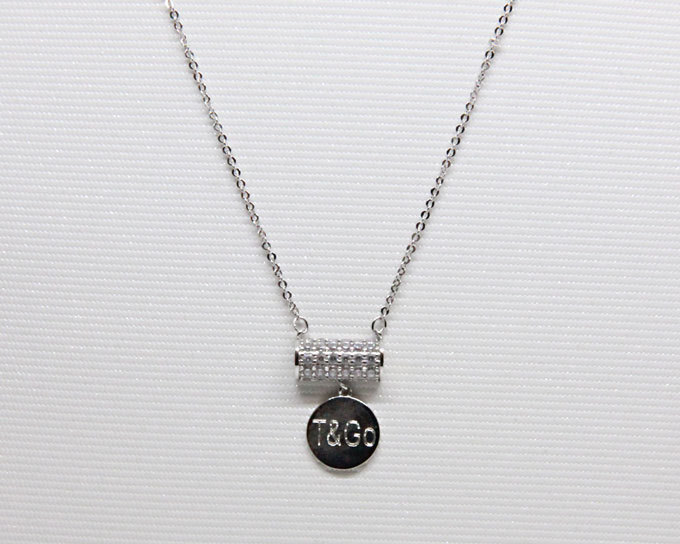 SALE ネックレス レディ-ス 半筒型 丸プレ-ト ラインストーン シルバー ギフト mimosa拍卖