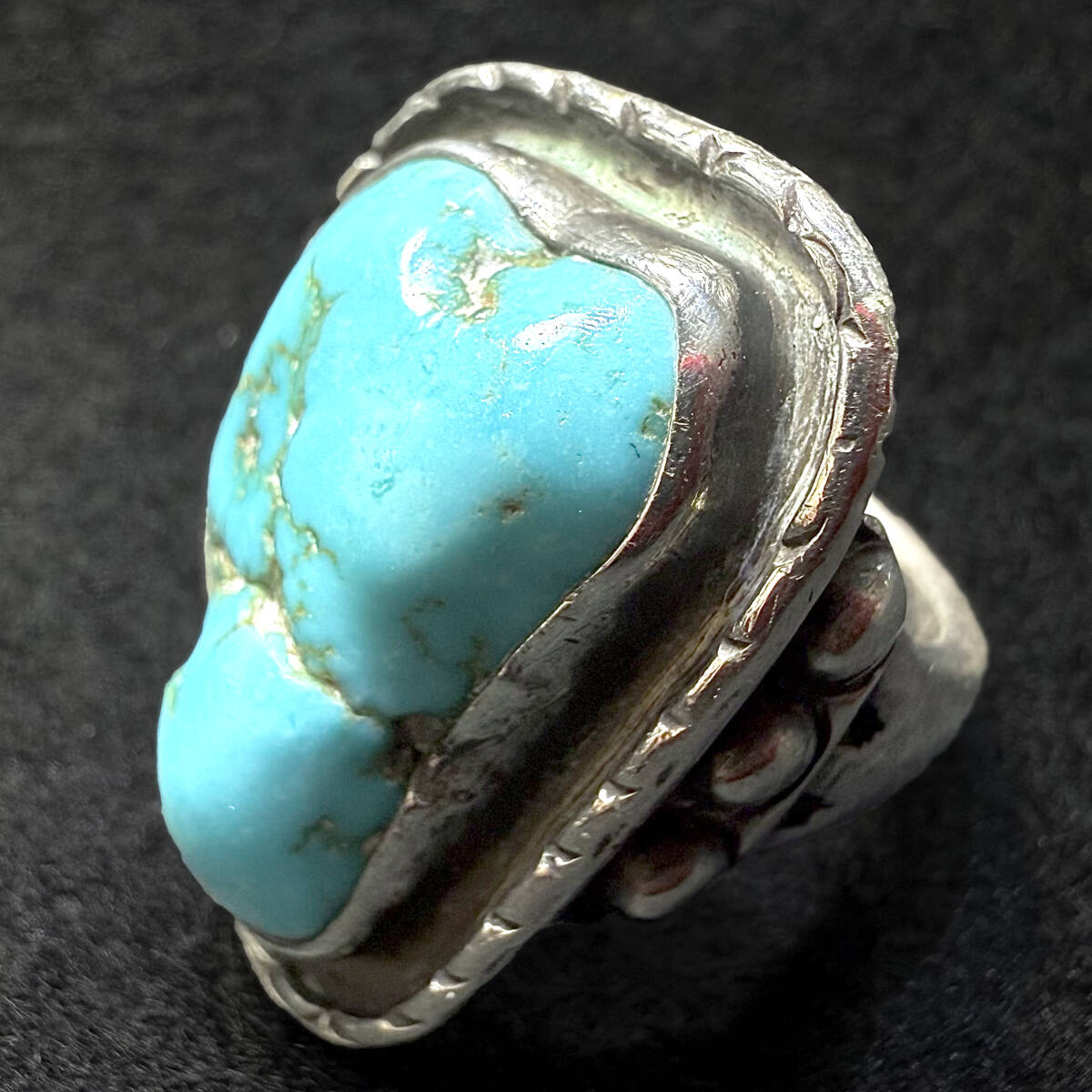 超希少! Navajo 故 Fred Peshlakai ナバホ フレッド ぺシュラカイ インゴット ターコイズ リング インディアンジュエリー Old pawn c.1940s拍卖