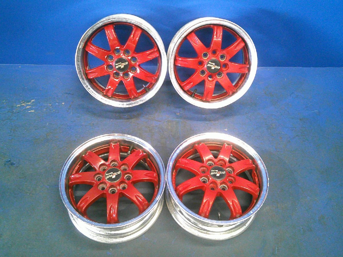 中古 CRIMSON Racing SPARCO レーシングスパルコ 13x5J 4H 100 8穴 13インチ アルミホイール 4本セット 2本歪み 難あり (棚5639-1001)拍卖