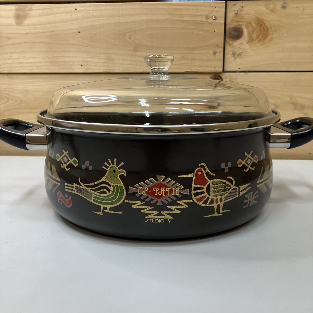 EL PATIO 両手鍋 STUDIO Y 鳥のイラスト付き拍卖