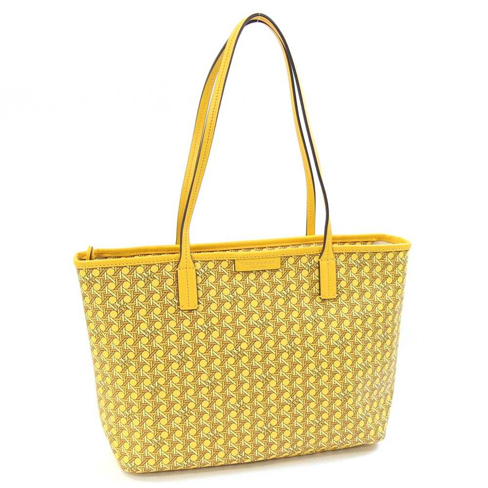 トリーバーチ トートバッグ バスケット ウィーブ 147748 イエロー コーティングキャンバス レザー 中古 ショルダー拍卖