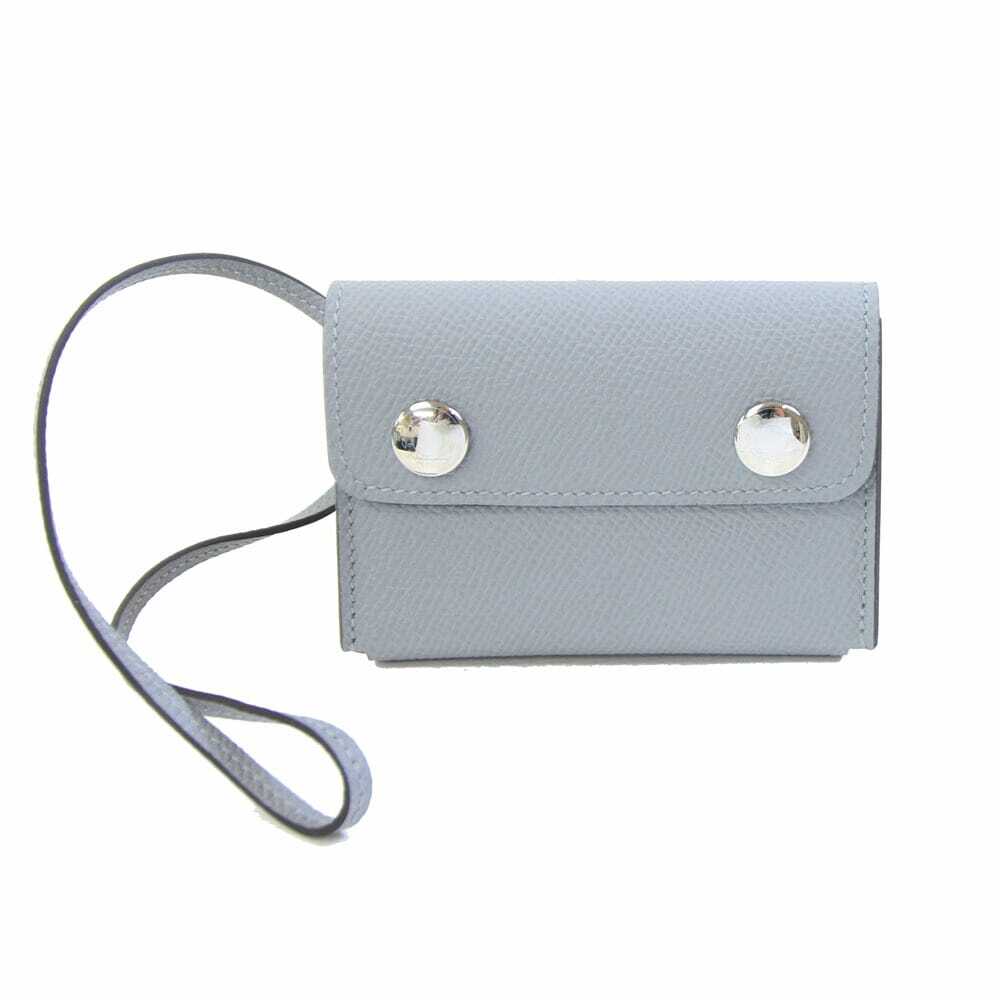 エルメス カードケース エルメスナップ グリパンタン ヴォーエプソン W刻印 中古 カードホルダー 名刺入れ ストラップ付拍卖