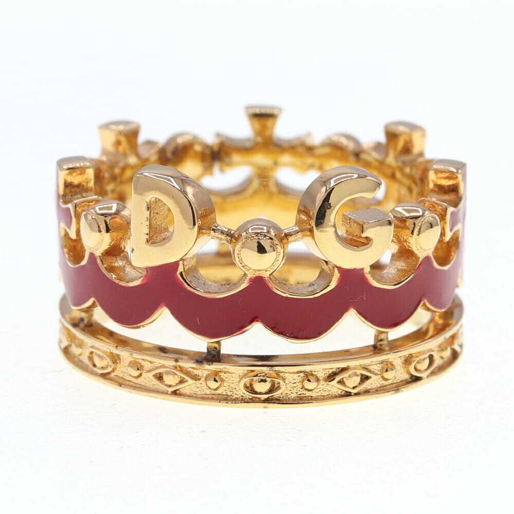 ドルチェ&ガッバーナ リング クラウン レッド ゴールド メタル 17号 US8 中古 指輪 アクセサリー 王冠 ロゴ D&G拍卖