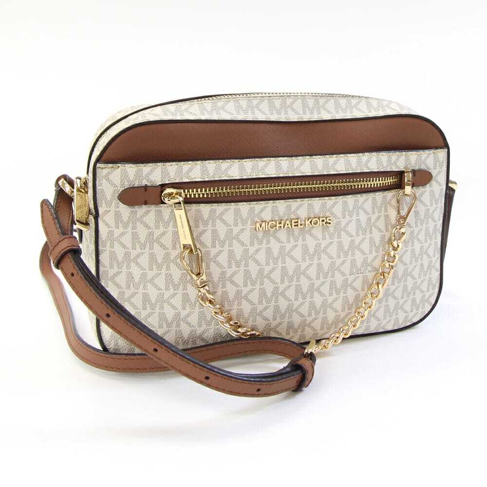 マイケルコース ショルダーバッグ 35S1GTTC9B オフホワイト ブラウン PVC レザー 中古 斜め掛け MKシグネチャー拍卖